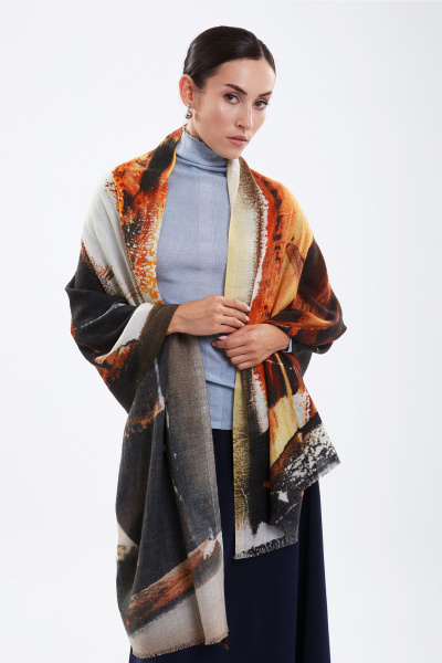 Купить шаль из 100% кашемира с принтом gobi. Цвет: Принт, 755/А055 бел*сер