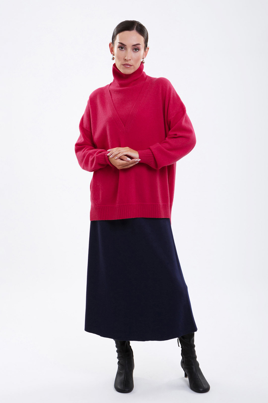 Купить свитер из 100% кашемира cashmere house. Цвет: Красный, Зелёный, Брусничный, Кремовый, Малиново-красный

