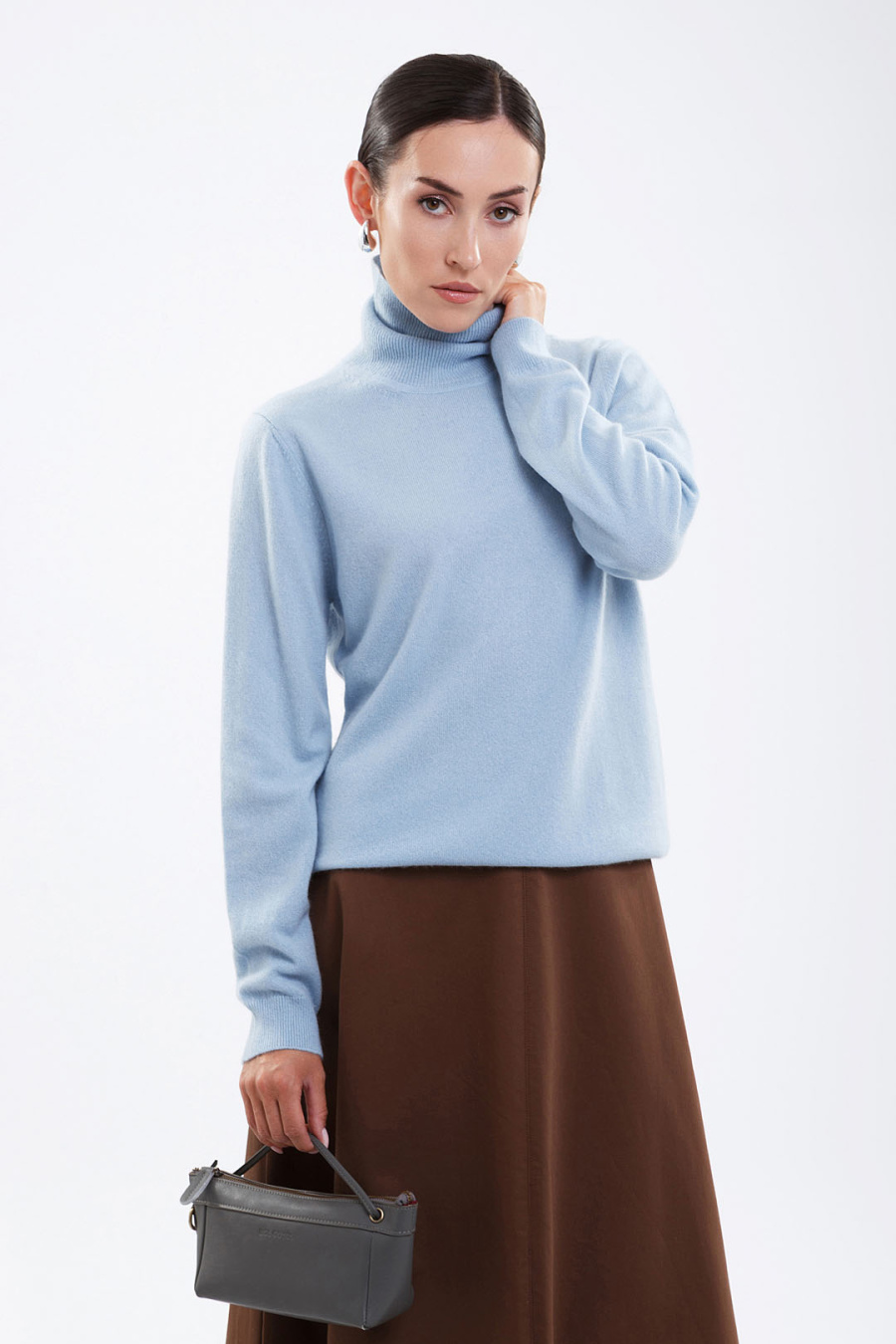 Купить водолазка из 100% кашемира cashmere house. Цвет: Брусничный, Голубой

