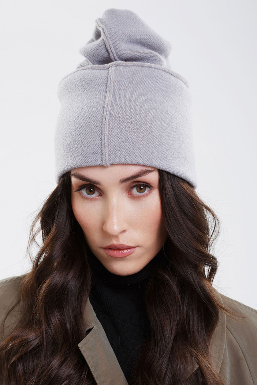 Купить шапка из шерсти мериноса. Цвет: Чёрный, Серый
