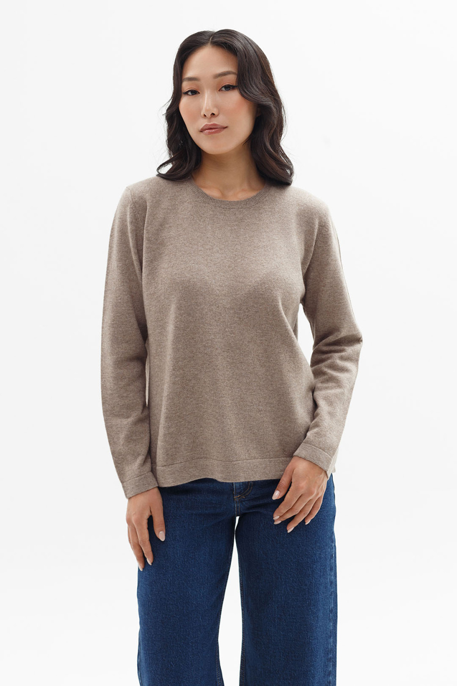 Купить джемпер из овечьего пуха и кашемира cashmere house. Цвет: Коричневый, Светло-коричневый, Серый
