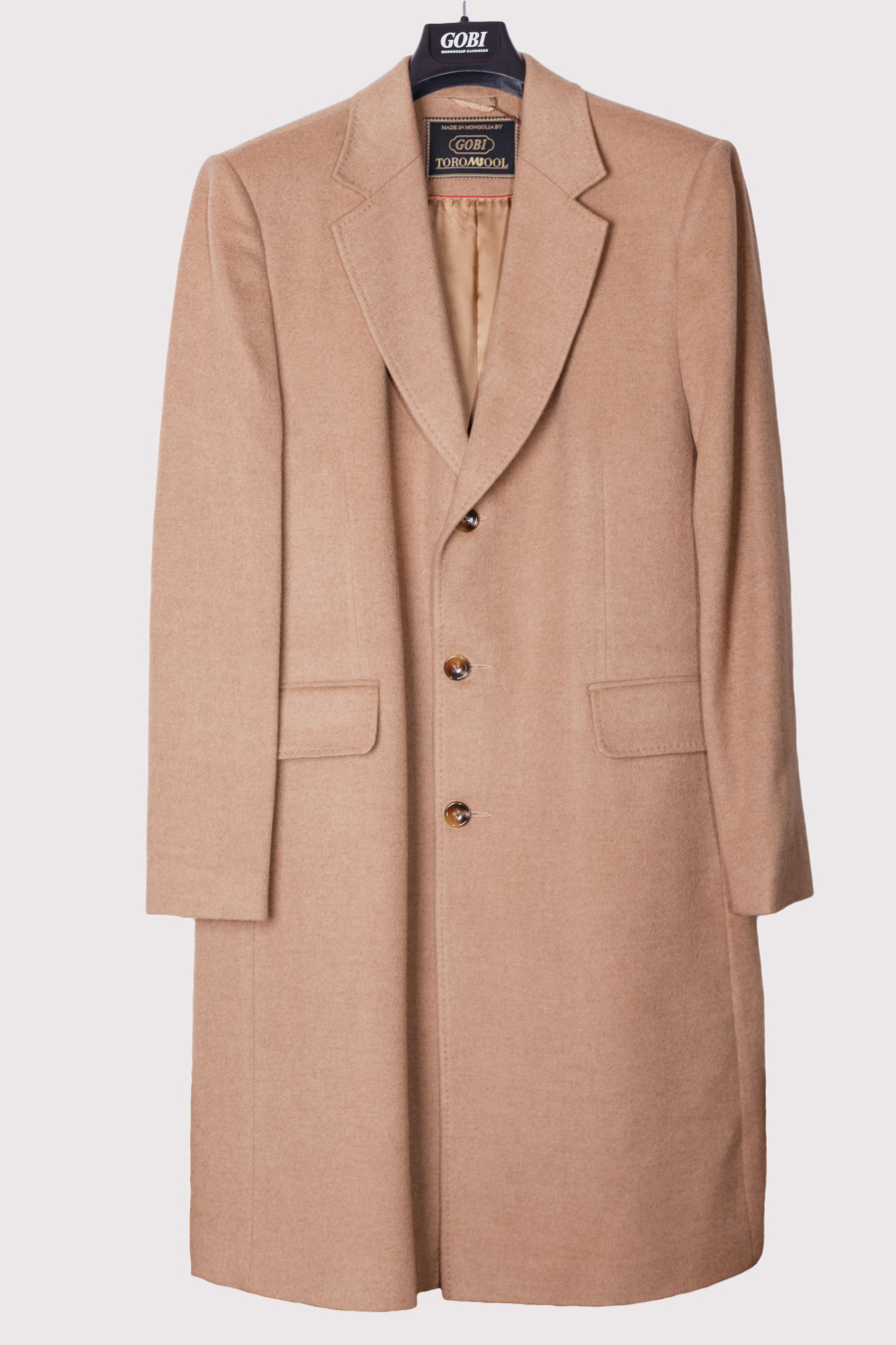 Купить пальто мужское из пуха верблюжонка gobi. Цвет: Коричневый
