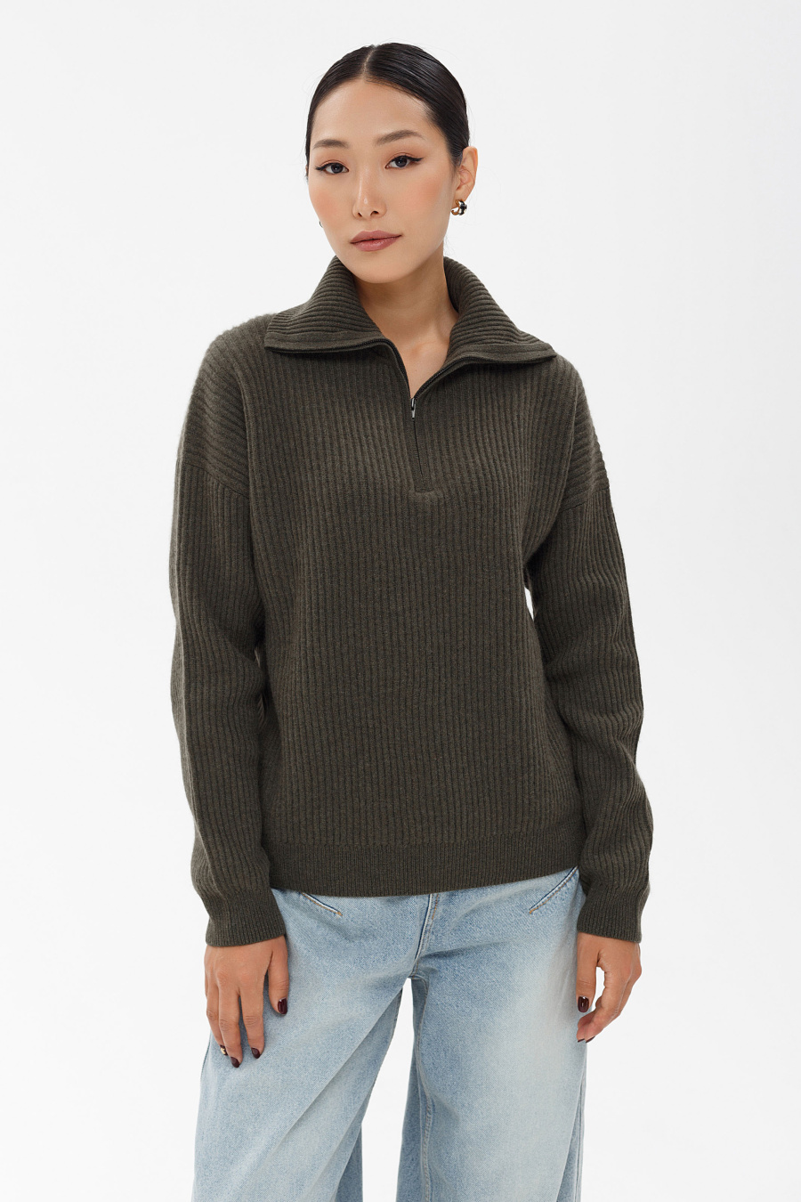 Купить свитер из 100% кашемира munkh. Цвет: Синий, Хаки, Коричневый, Бежевый 

