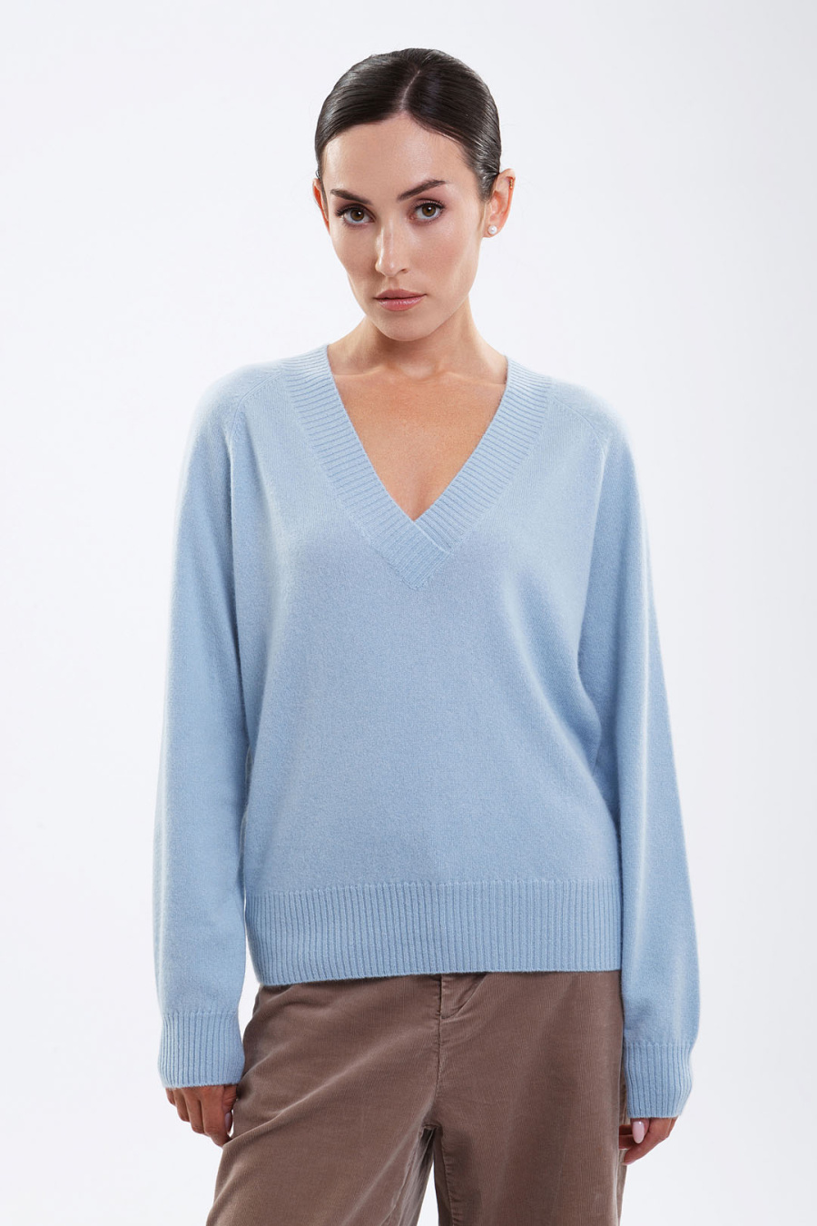 Купить пуловер из 100% кашемира cashmere house. Цвет: Бежево-коричневый, Голубой, Малиново-красный
