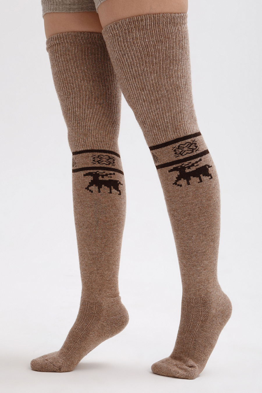 Купить чулки шерстяные с рисунком tod  оймс. Цвет: Рыжий принт, Коричневый принт, Чёрный, Графитовый принт, Бежевый принт, Серый принт, Шоколадный принт
