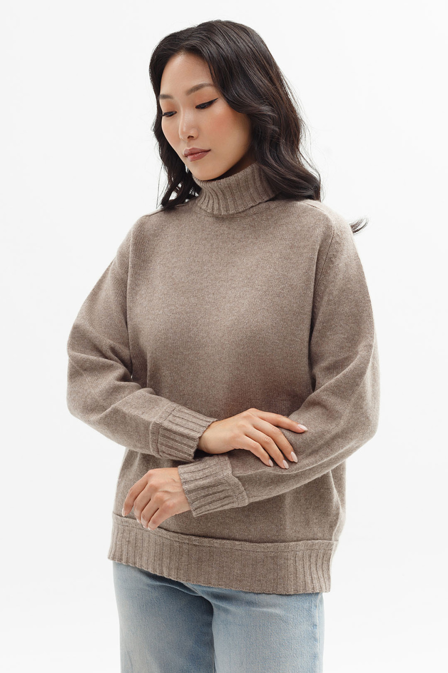 Купить свитер из овечьего пуха и кашемира cashmere house. Цвет: Коричневый, Светло-коричневый, Серый

