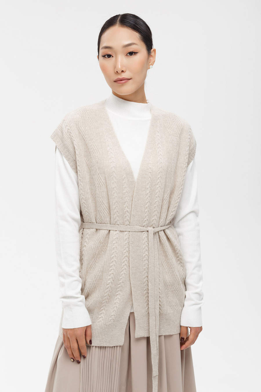 Купить жилет из кашемира munkh. Цвет: Бежево-коричневый, Коричневый, Песочный
