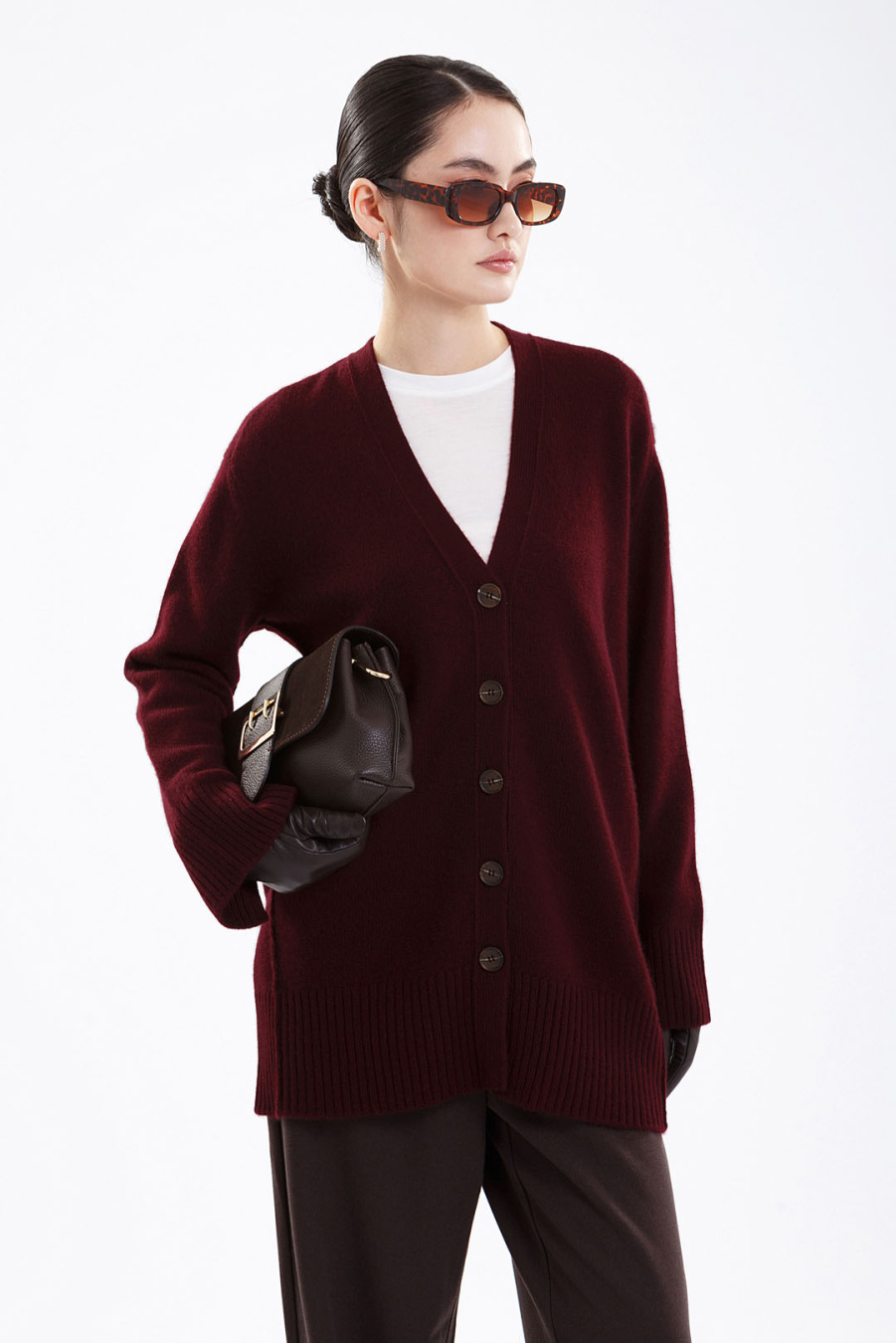 Купить кардиган из 100% кашемира goyol. Цвет: Песочный, Тёмно-бордовый, Темно-зеленый
