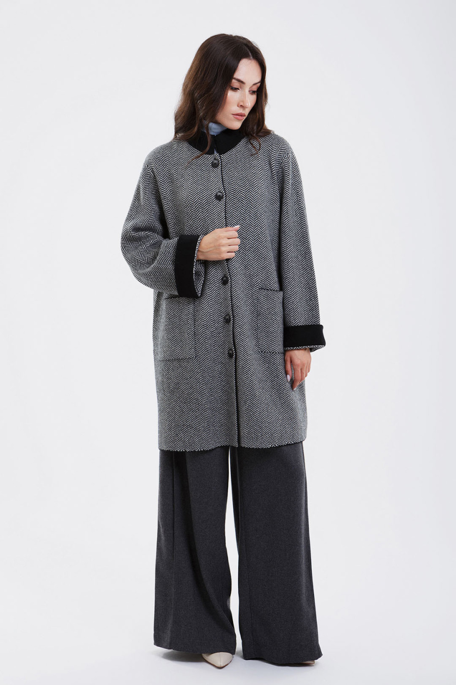 Купить кардиган-пальто из 100% кашемира cashmere house. Цвет: Чёрный
