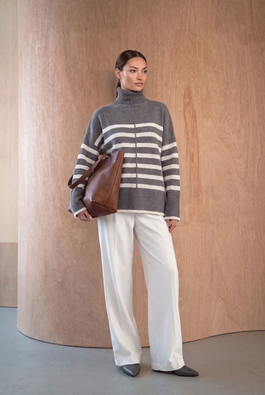 Купить свитер из кашемира cashmere house. Цвет: Коричневый, Серый , Мультиколор, Серый принт

