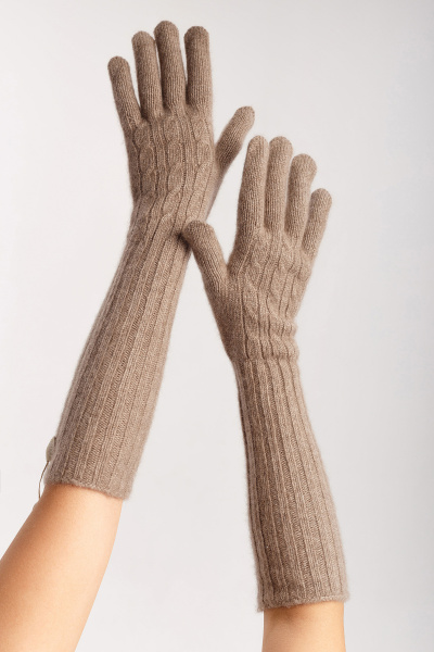 Купить кашемировые перчатки с удлинённой манжетой  gobi. Цвет: Коричневый, Бежевый , Бежево-коричневый, Молочный
