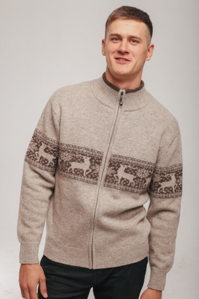 Купить кардиган из натуральной шерсти с принтом tod оймс. Цвет: Шоколадный с бежевым, Коричнево-шоколадный, Бежевый
