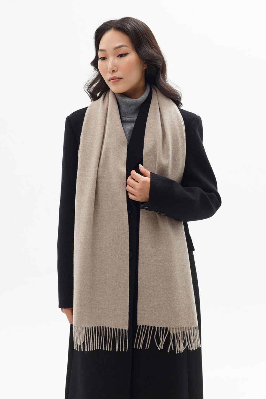 Купить шарф из овечьего пуха и кашемира cashmere house. Цвет: Белый , Тёмно-серый, Коричневый, Песочный