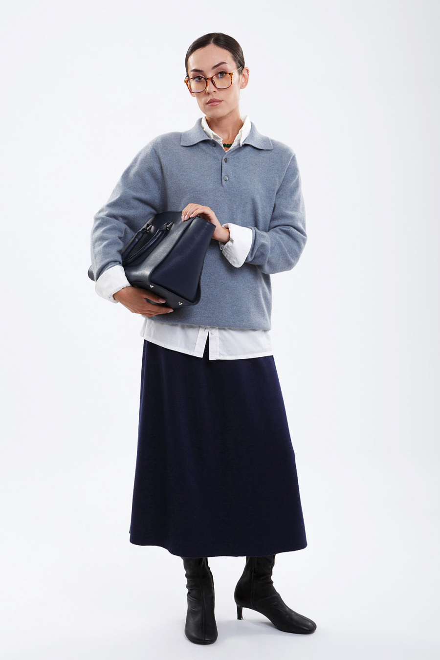 Купить юбка из шёлка и кашемира munkh. Цвет: Синий
