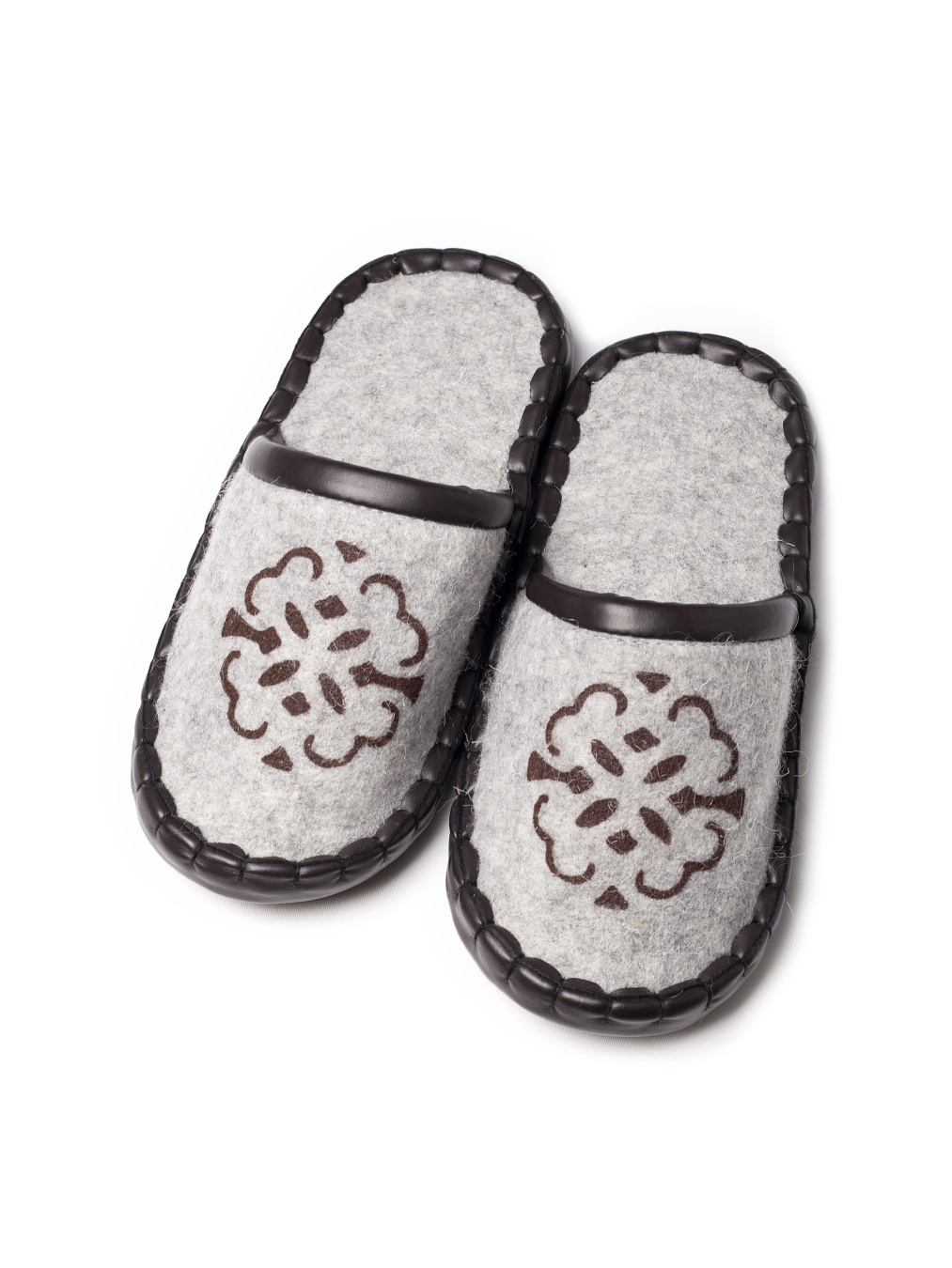 Купить тапочки войлочные без пятки с замшевой подошвой naigalmaa. Цвет: Серый
