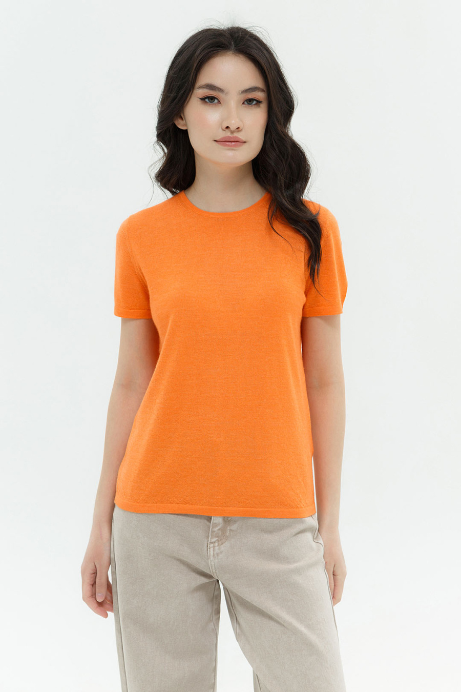 Купить футболка из кашемира и шёлка blue sky. Цвет: Оранжевый, Жёлтый
