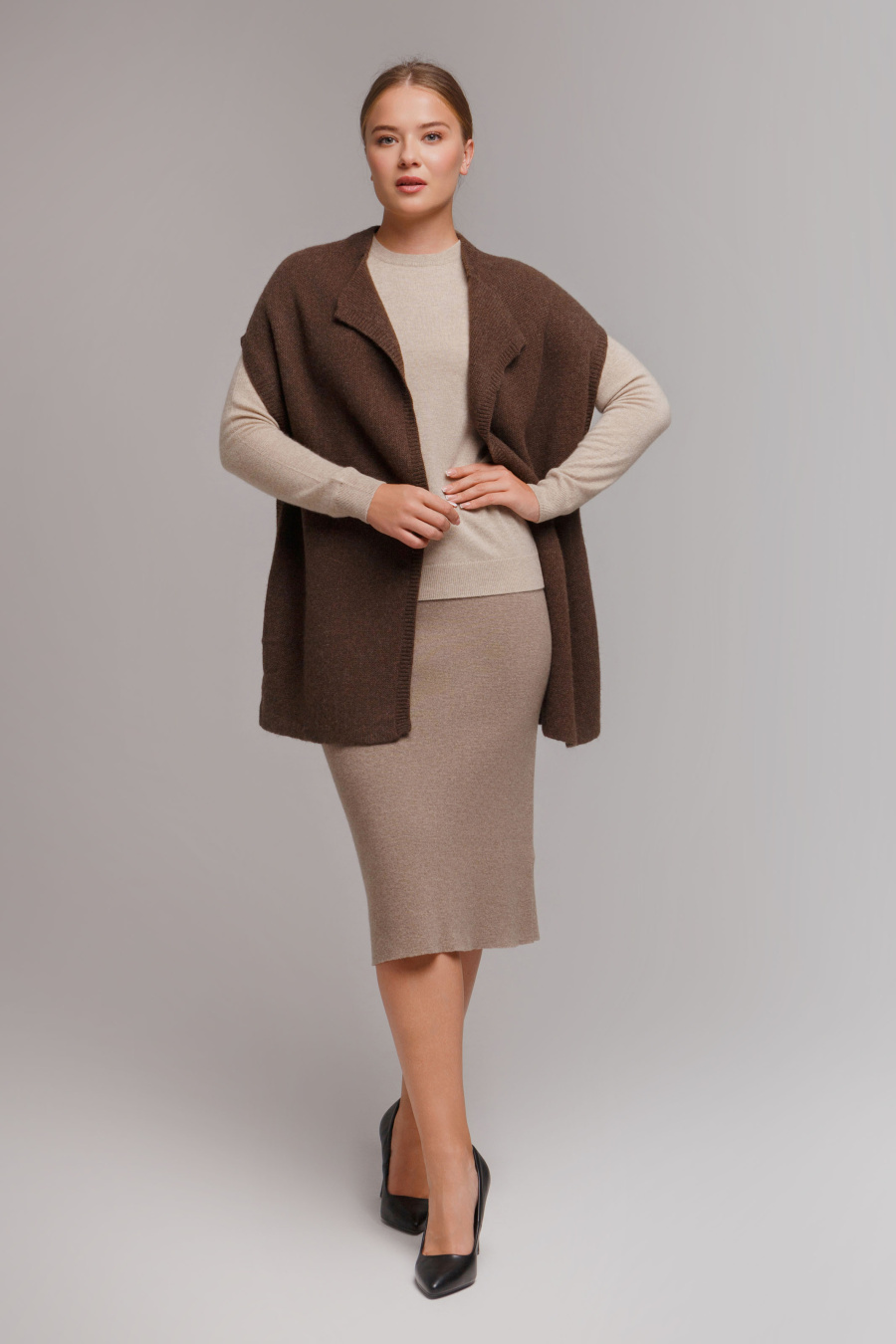 Купить пончо-накидка из натуральной шерсти tod оймс. Цвет: Коричневый, Бежевый, Серый, Шоколадный
