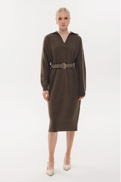 Купить платье с v-образным вырезом cashmere house. Цвет: Хаки, Какао
