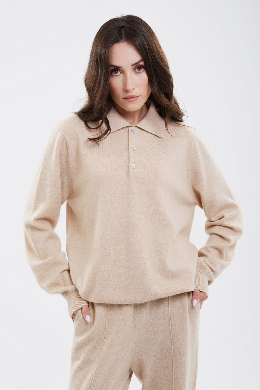 Джемпер-поло на пуговицах из 100% кашемира Cashmere House