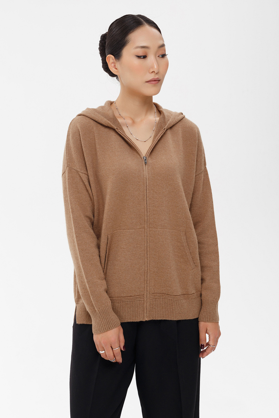 Купить кардиган с капюшоном из пуха верблюжонка munkh. Цвет: Рыжий
