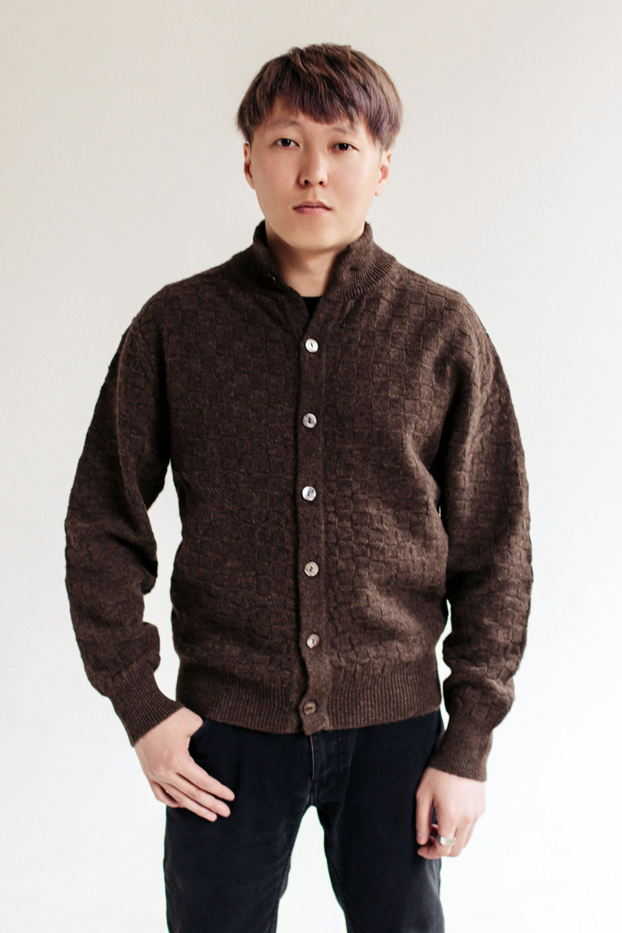 Купить кардиган из 100% шерсти с высоким воротом tod оймс. Цвет: Шоколадный, Коричневый
