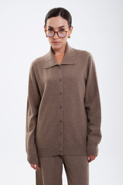 Купить кардиган из 100% кашемира cashmere house. Цвет: Коричневый, Бежевый 
