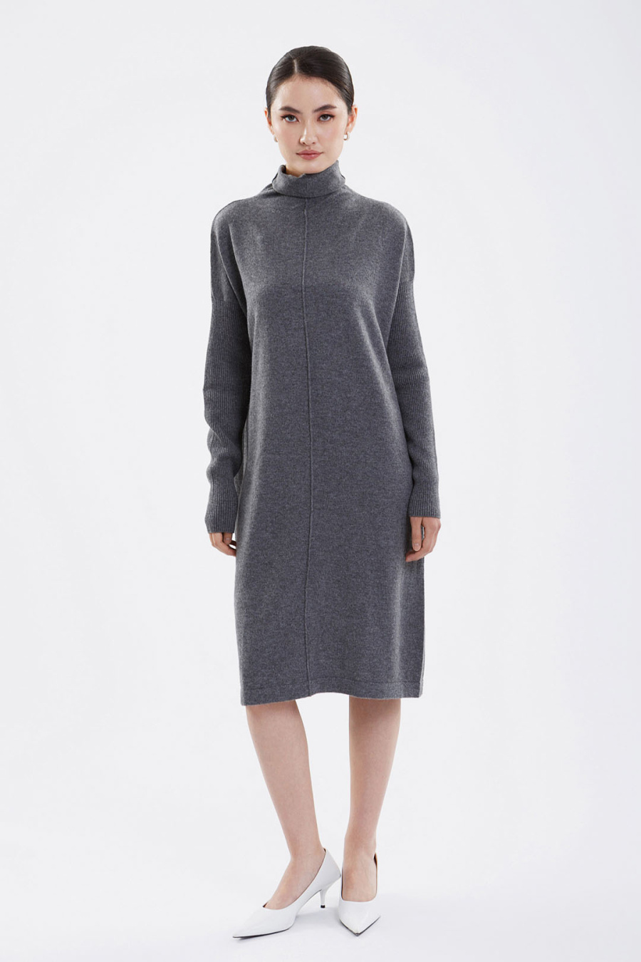 Купить платье из 100% кашемира goyol. Цвет: Бежево-коричневый, Бордовый , Коричневый, Серый, Пастельно-мятный
