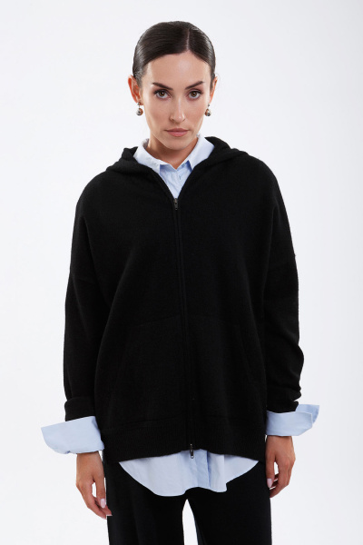 Купить кардиган с капюшоном из пуха яка munkh. Цвет: Шоколадный, Светло-серый, Чёрный
