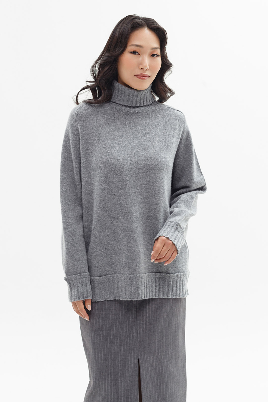 Купить свитер из овечьего пуха и кашемира cashmere house. Цвет: Коричневый, Светло-коричневый, Серый

