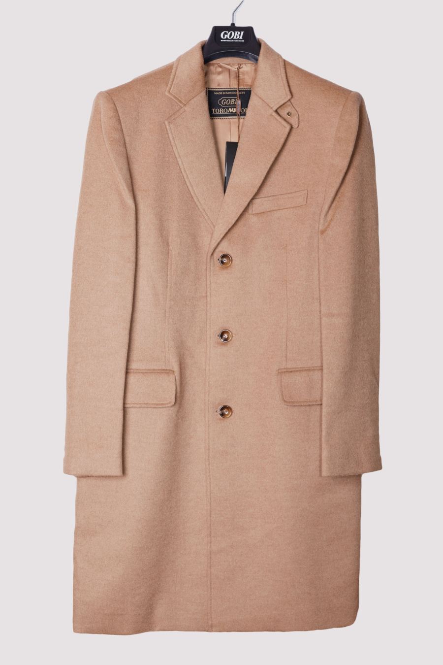 Купить пальто мужское из пуха верблюжонка gobi. Цвет: Коричневый
