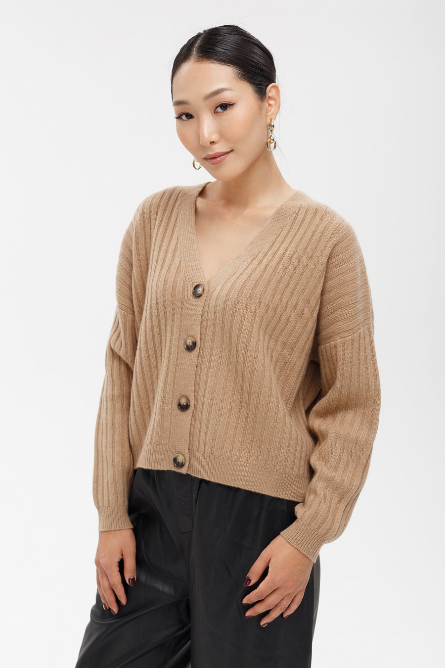 Купить кардиган с v-образным вырезом из кашемира cashmere house. Цвет: Коричневый, Песочный
