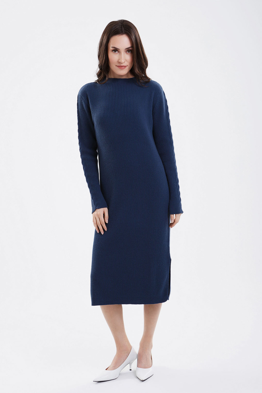 Купить платье из 100% кашемира goyol. Цвет: Оранжевый, Лавандовый, Тёмно-синий
