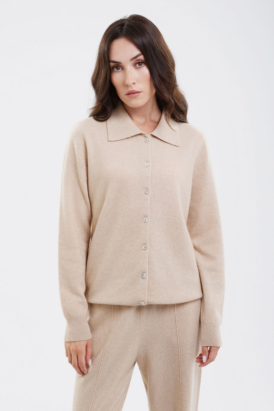 Купить кардиган из 100% кашемира cashmere house. Цвет: Коричневый, Бежевый 
