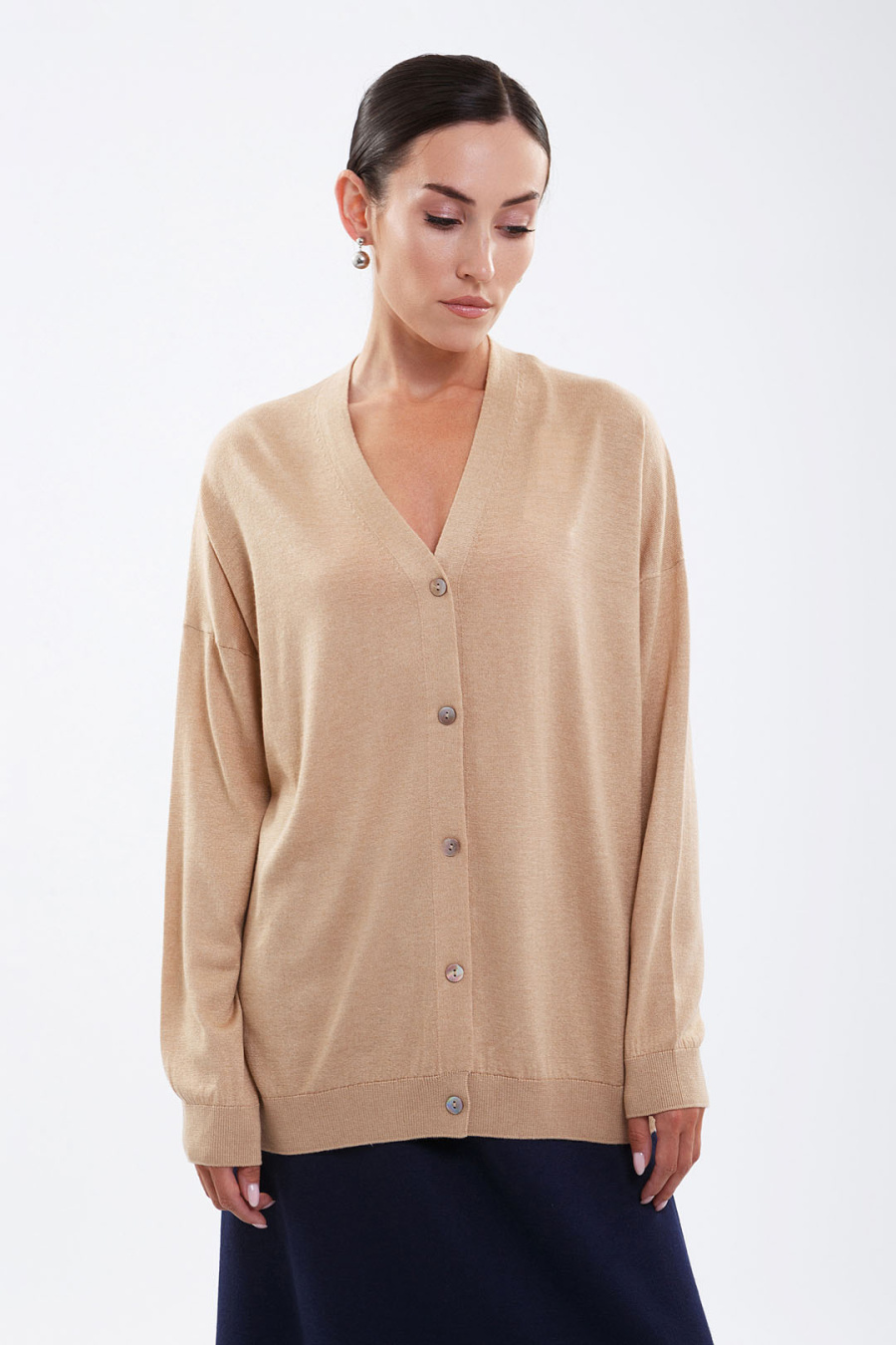 Купить кардиган из шёлка и кашемира munkh. Цвет: Чёрный, Бежевый, Фиолетовый
