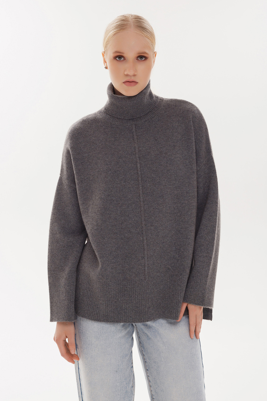 Купить свитер из кашемира cashmere house. Цвет: Коричневый, Серый , Мультиколор, Серый принт

