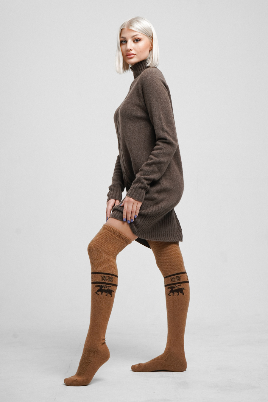 Купить чулки шерстяные с рисунком tod  оймс. Цвет: Рыжий принт, Коричневый принт, Чёрный, Графитовый принт, Бежевый принт, Серый принт, Шоколадный принт
