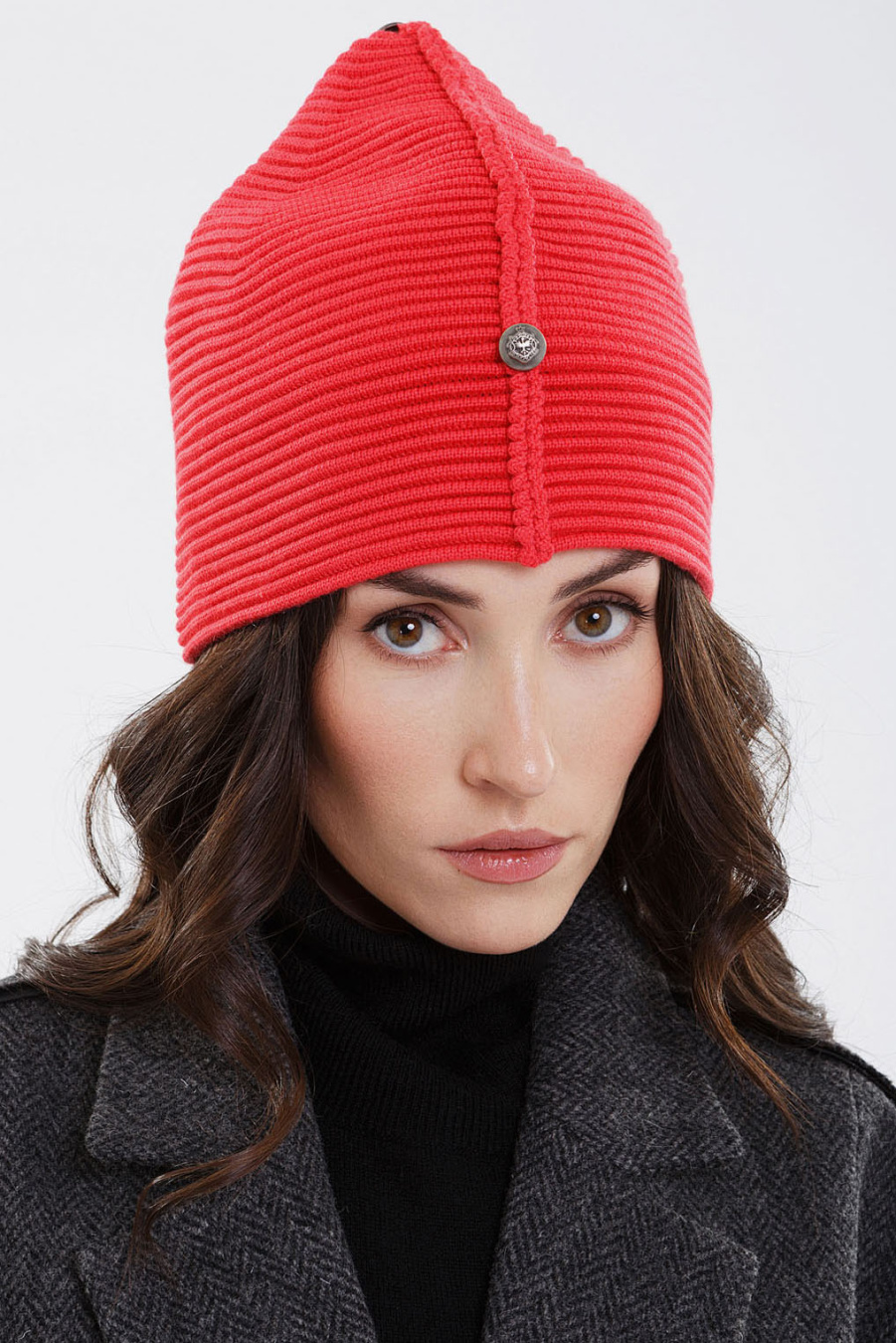 Купить шапка из шерсти мериноса. Цвет: Пепельный, Шоколадный, Чёрный, Коралловый
