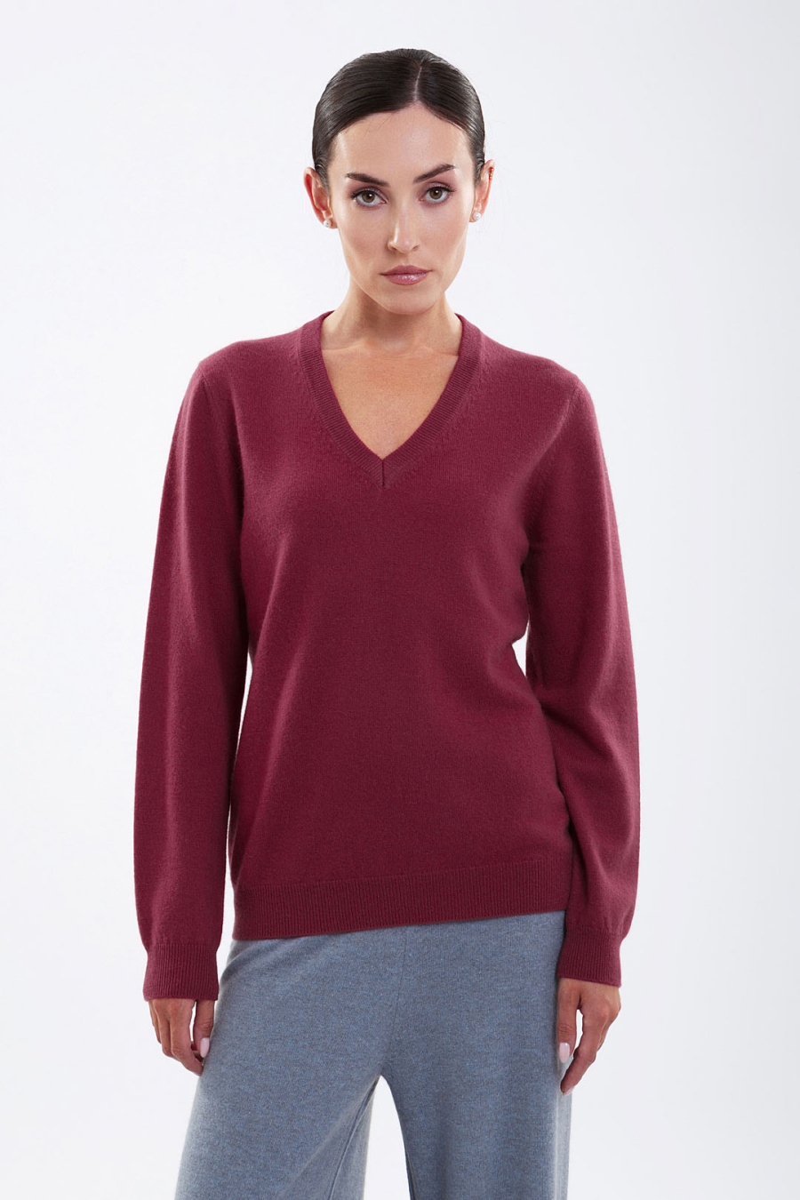 Купить пуловер из 100% кашемира cashmere house. Цвет: Голубой, Брусничный
