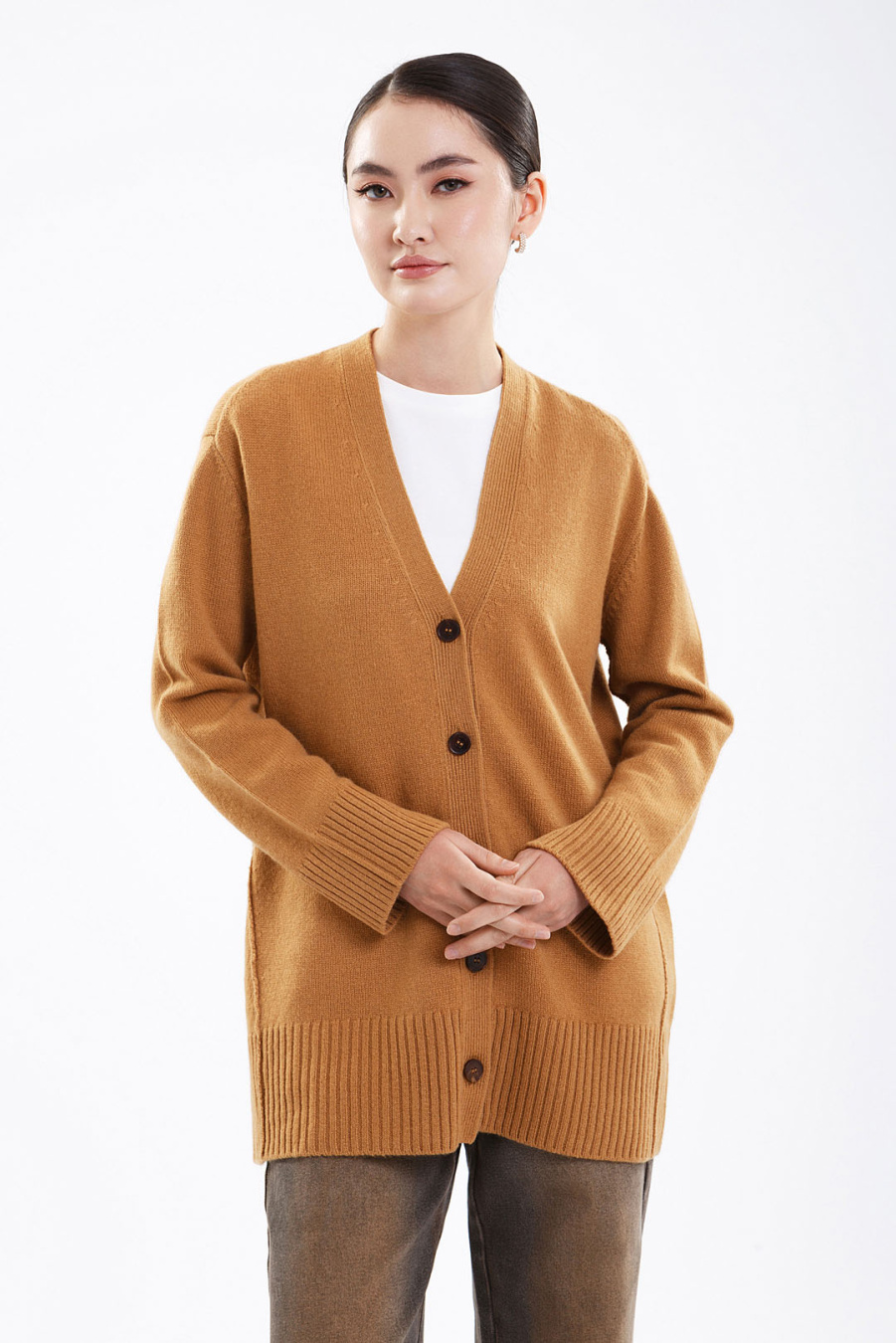 Купить кардиган из 100% кашемира goyol. Цвет: Песочный, Тёмно-бордовый, Темно-зеленый
