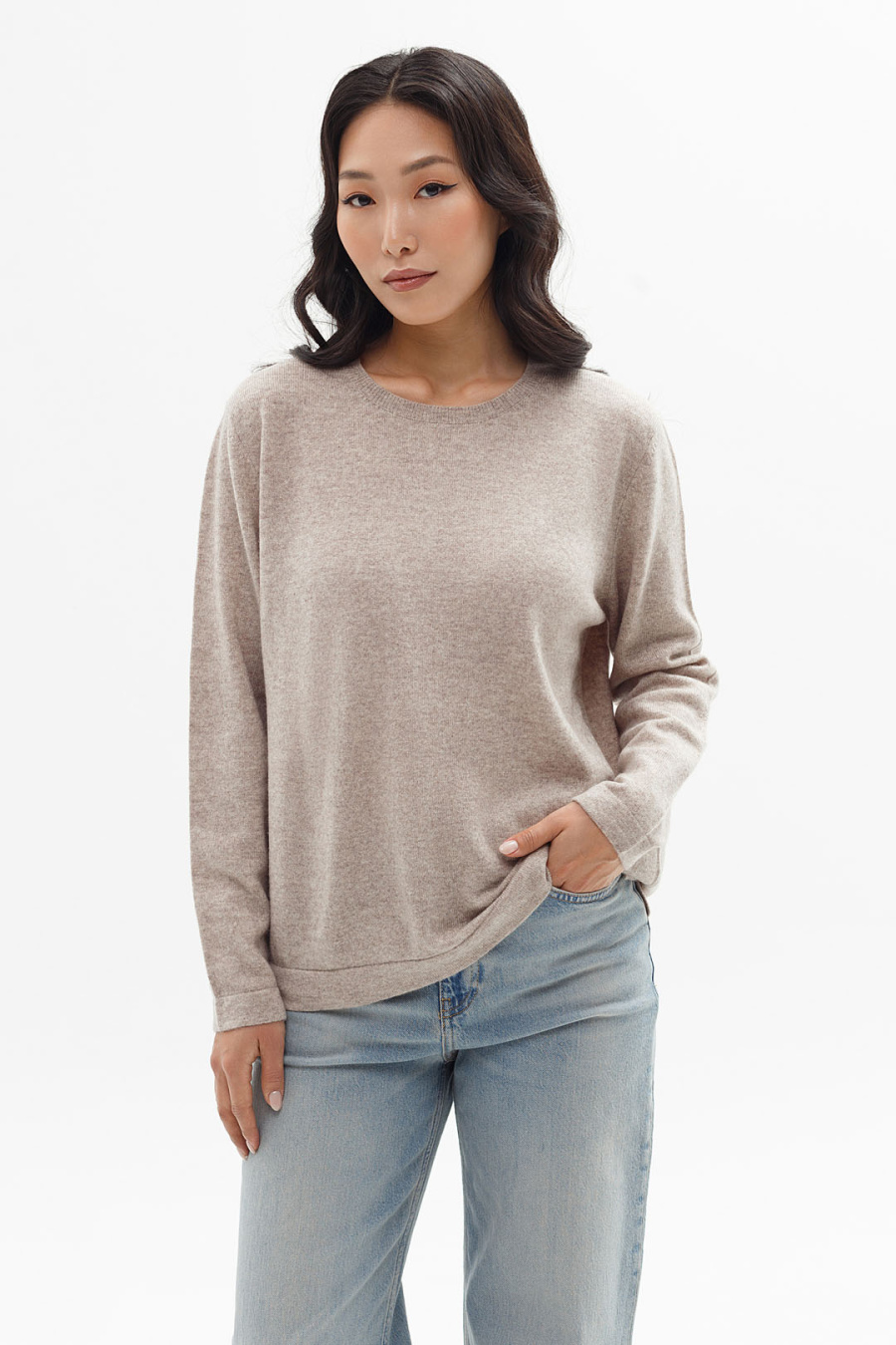 Купить джемпер из овечьего пуха и кашемира cashmere house. Цвет: Коричневый, Светло-коричневый, Серый
