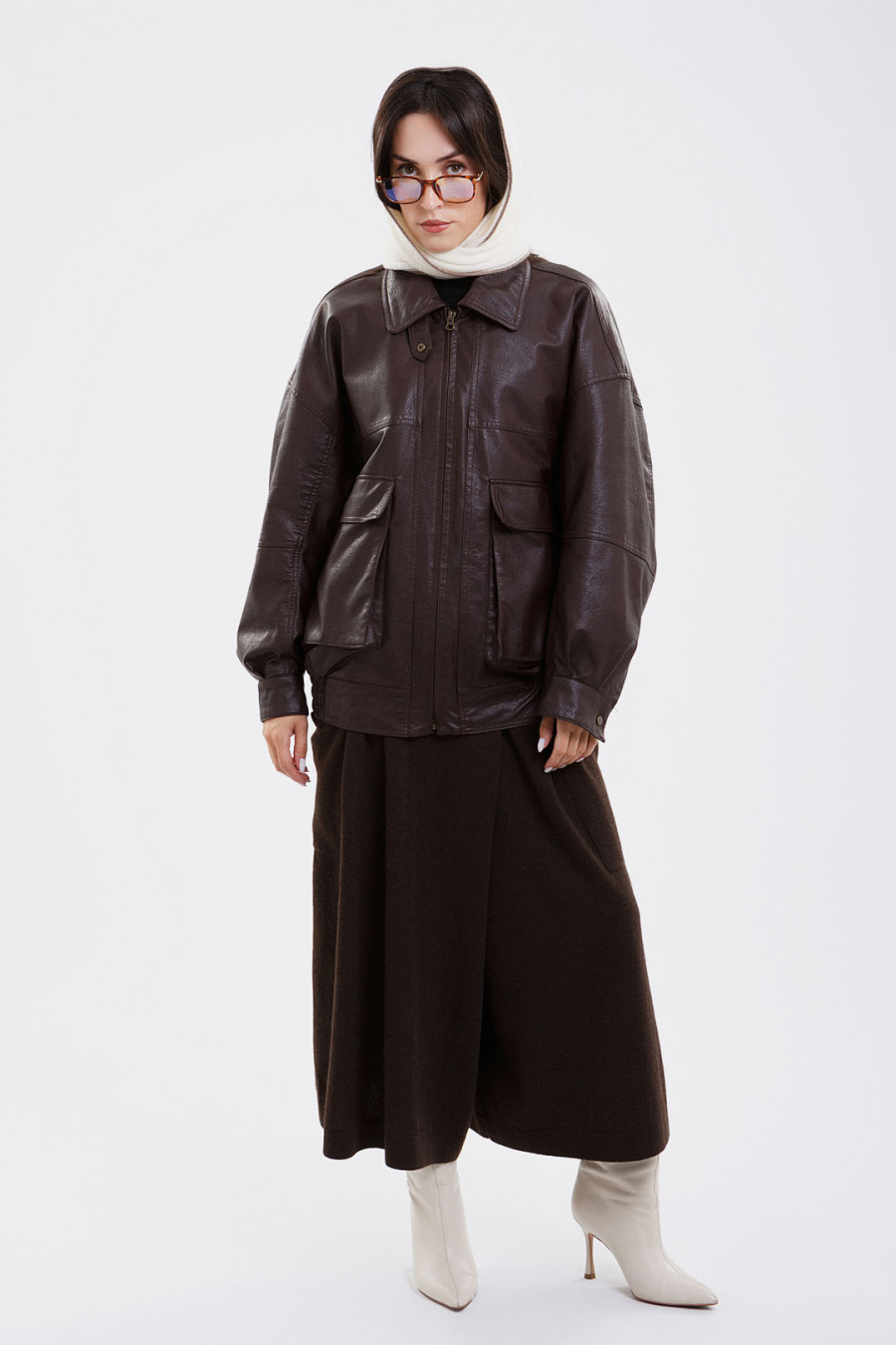 Купить юбка-брюки из 100% пуха яка cashmere house. Цвет: Шоколадный, Чёрный
