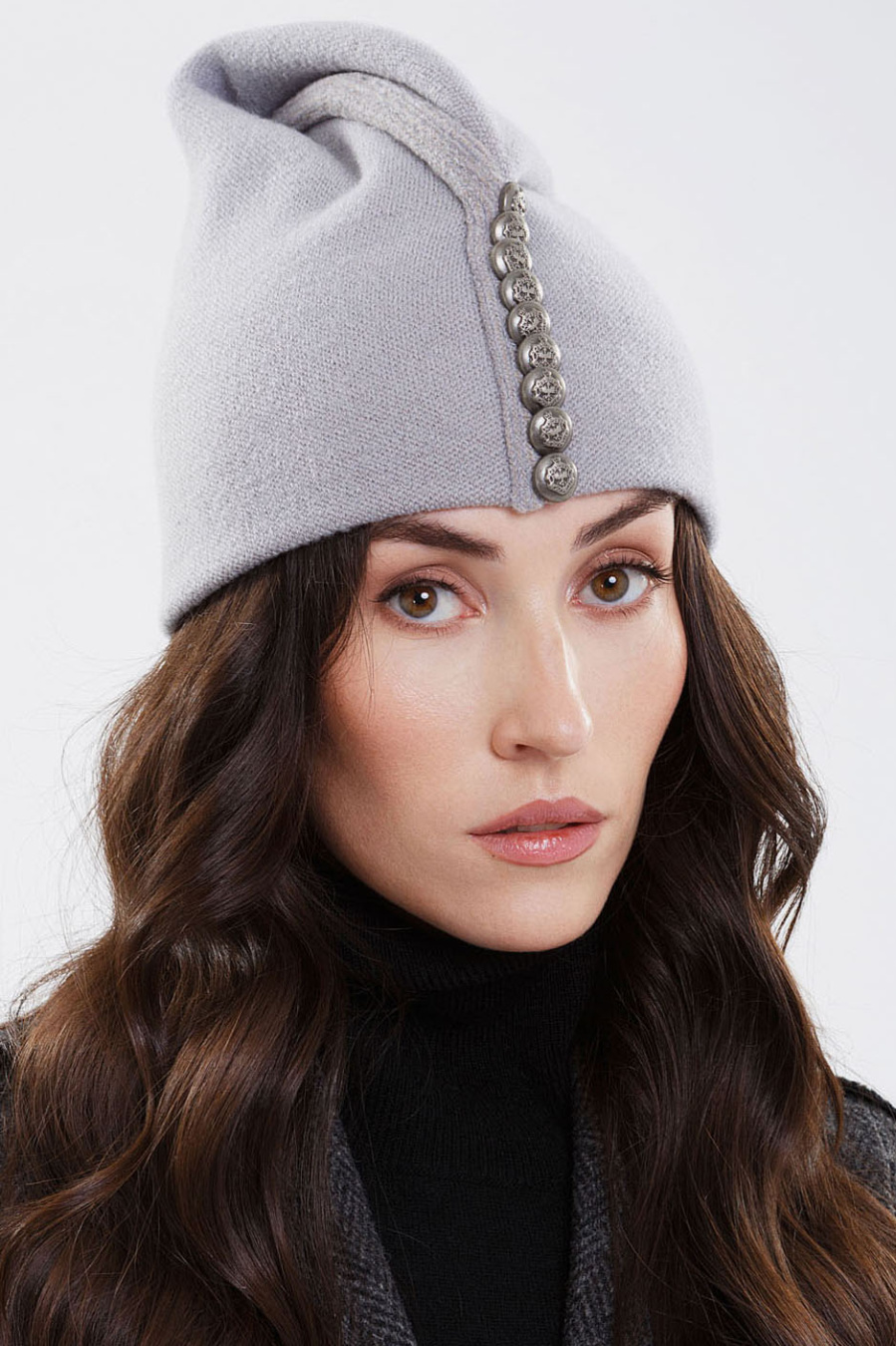 Купить шапка из шерсти мериноса. Цвет: Чёрный, Серый
