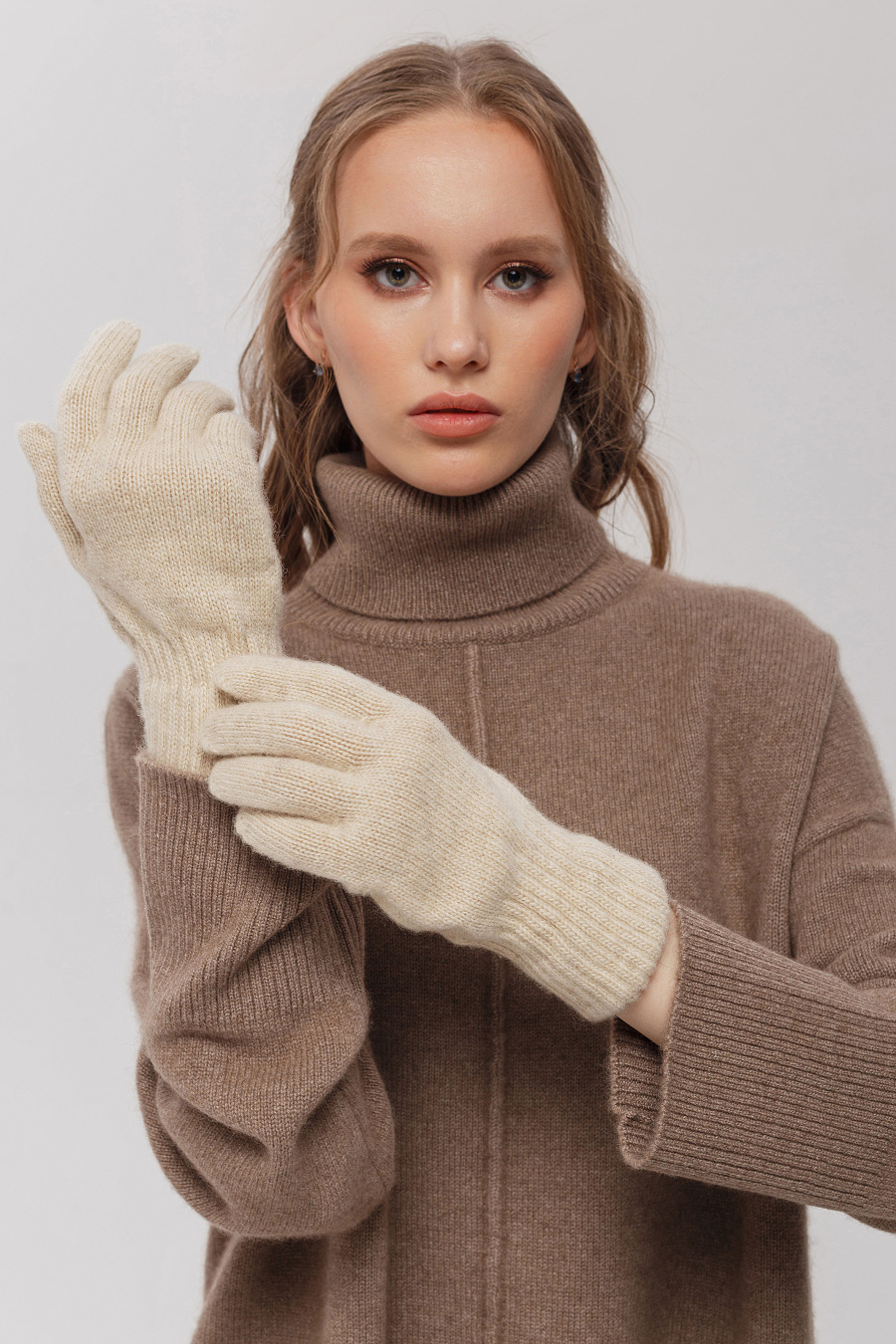 Купить перчатки из 100% натуральной шерсти cashmere house. Цвет: Коричневый букле, Шоколадный букле, Белый букле, Белый, Коричневый, Шоколадный
