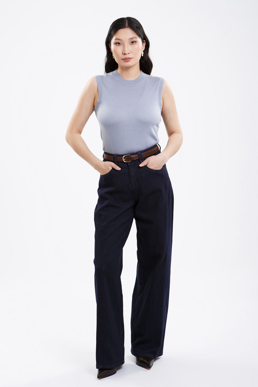 Купить топ из кашемира с шёлком khan bogd. Цвет: Чёрный, Молочный, Пыльно-сливовый, Серо-голубой
