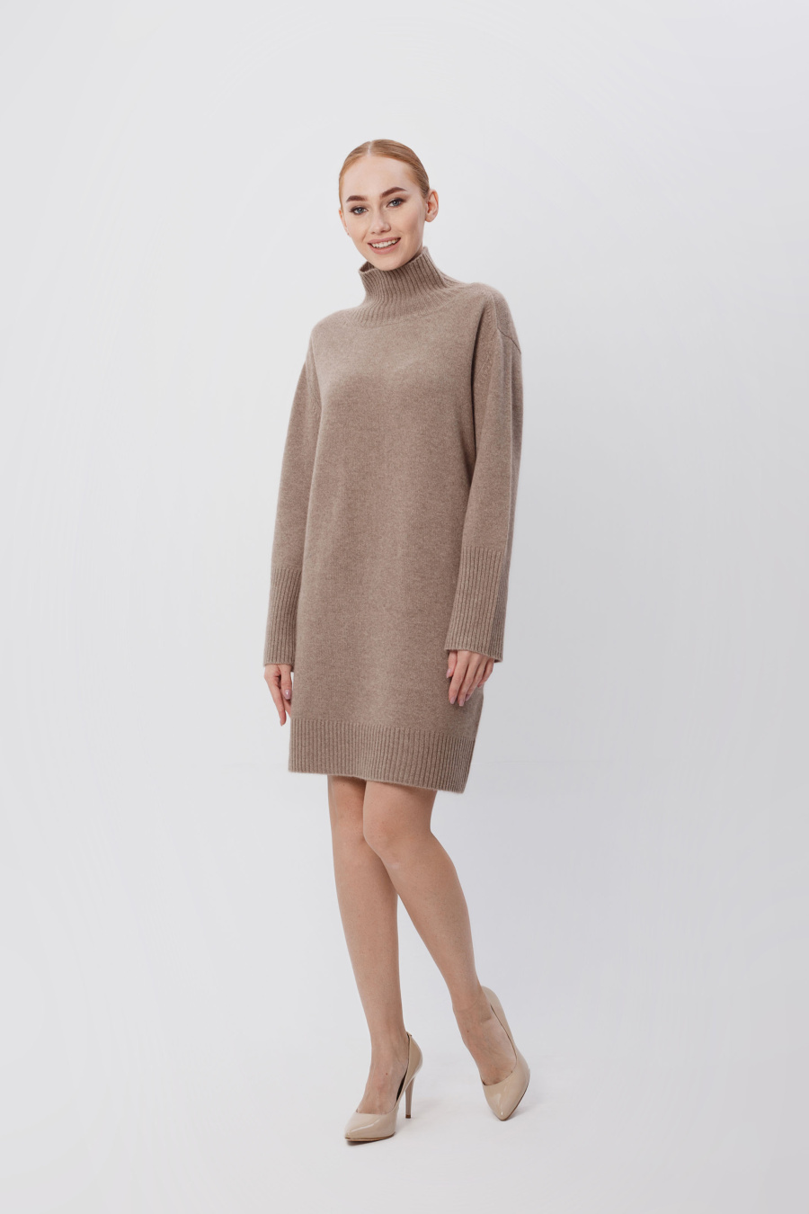 Купить платье из кашемира cashmere house. Цвет: Тёмно-коричневый, Бежево-коричневый, Кремовый, Коричневый
