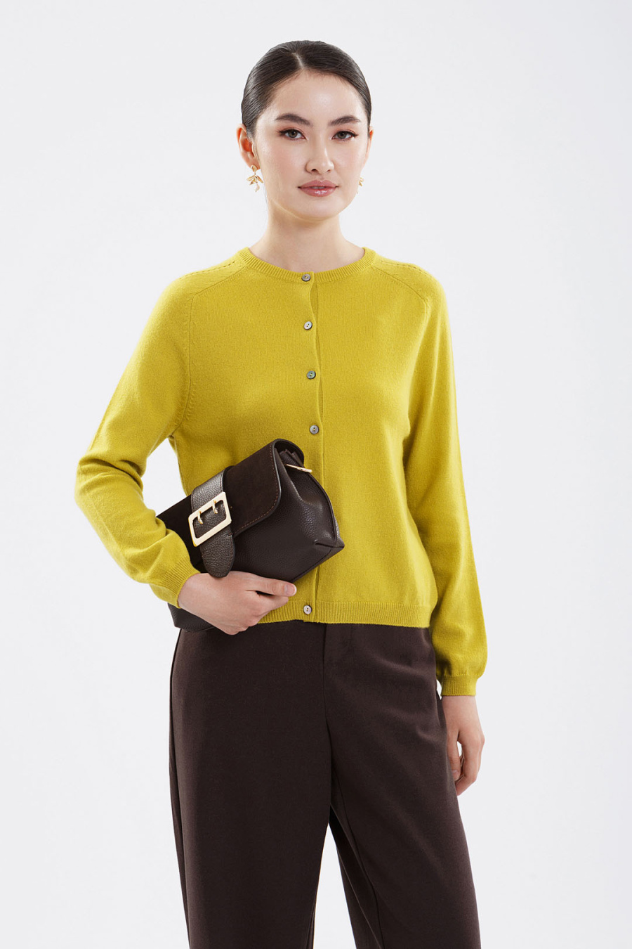 Купить кардиган из 100% кашемира goyol. Цвет: Оливковый, Тёмно-бордовый
