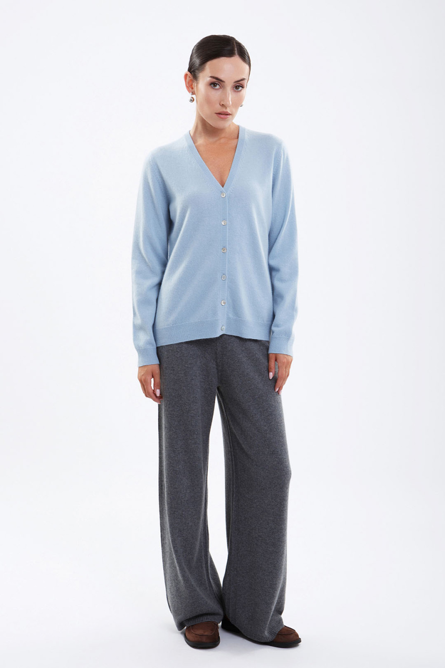 Купить кардиган из 100% кашемира cashmere house. Цвет: Голубой, Брусничный
