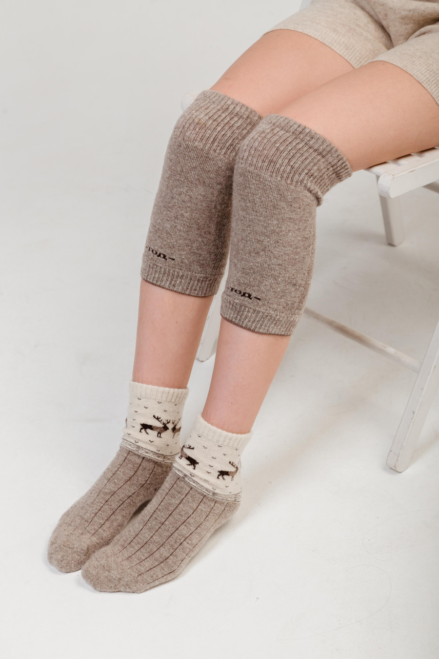 Купить наколенники короткие из 100% шерсти tod оймс. Цвет: Рыжий, Графитовый, Коричневый, Бежевый, Серый, Шоколадный
