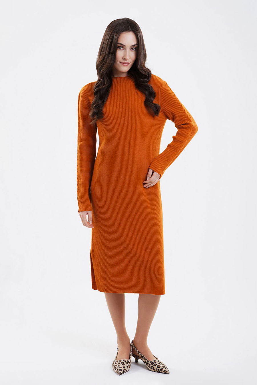 Купить платье из 100% кашемира goyol. Цвет: Оранжевый, Лавандовый, Тёмно-синий
