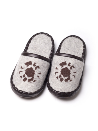 Тапочки войлочные без пятки подошва замша Naigalmaa (35, серый)